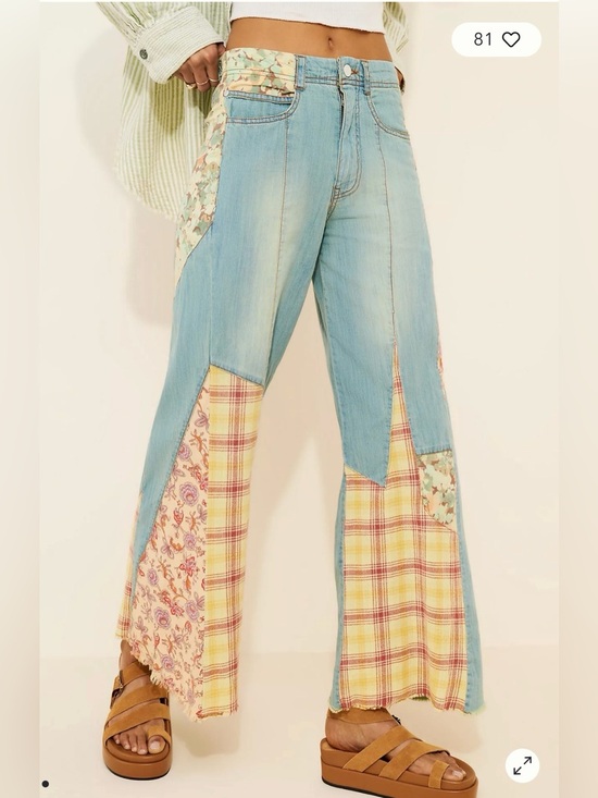 Anthropologie Pilcro Denim - Anthropologie Pilcro Adi Mid-Rise Relaxed Flare Patchwork Jean Size 29